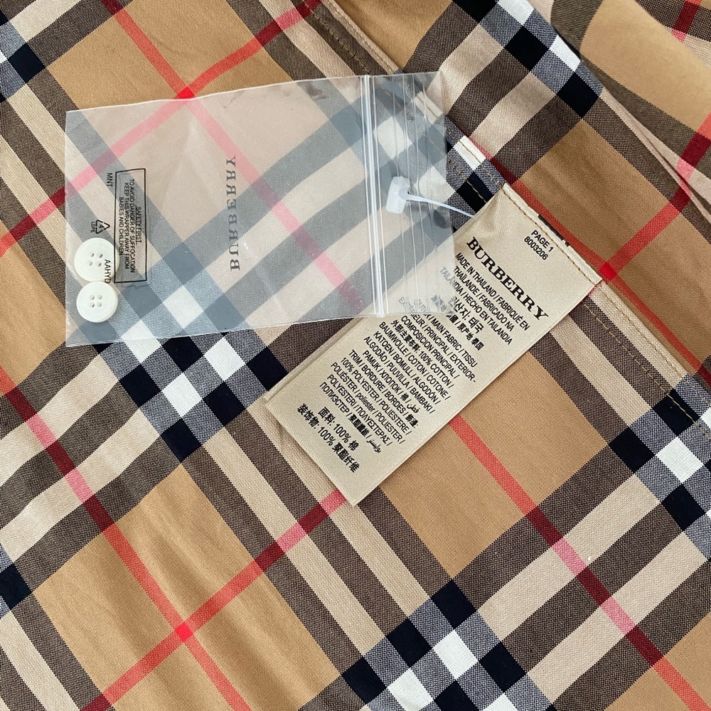 NWT Burberry Satin Stripe Vintage Check Shirt - Picture 7 of 16